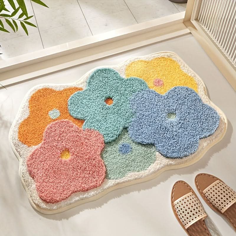Absorbierende Badmatte mit Blumenmuster – rutschfest & weich