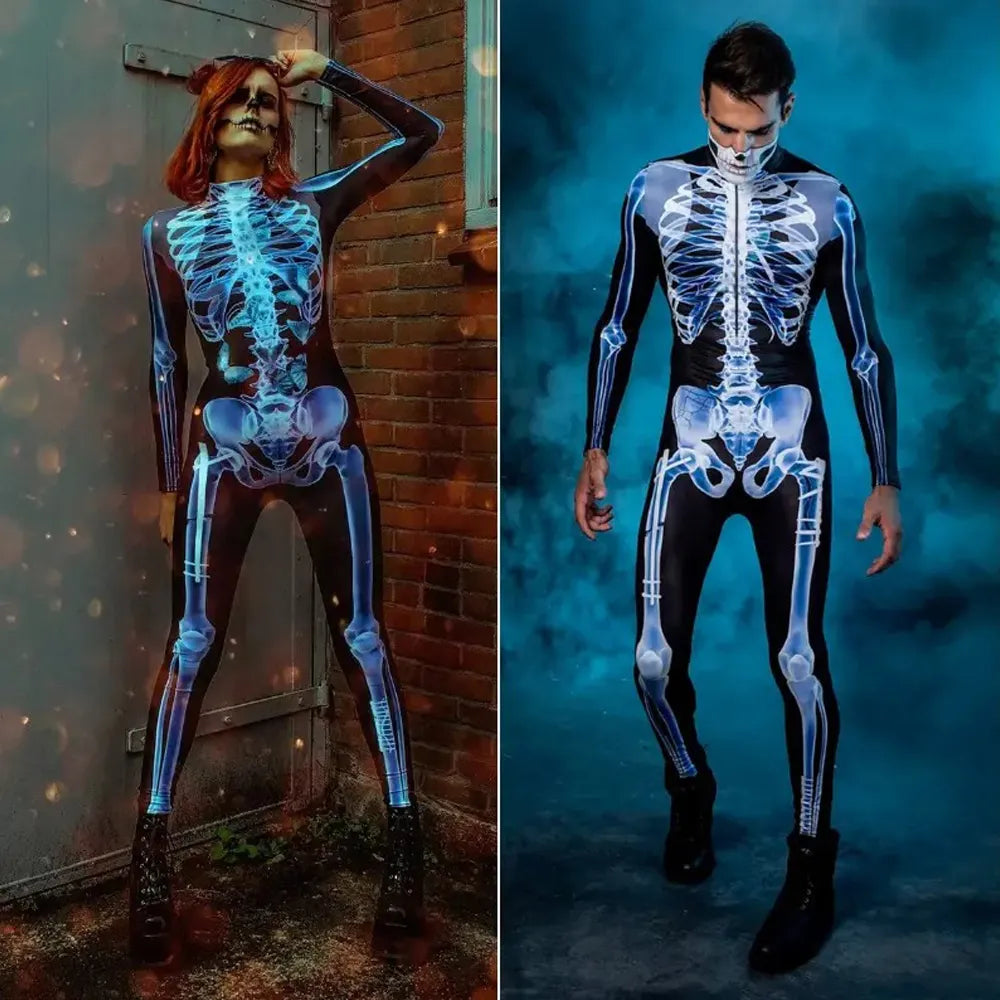 Skelett Ganzkörperanzug mit Röntgen Motiv – Halloween Kostüm Bodysuit