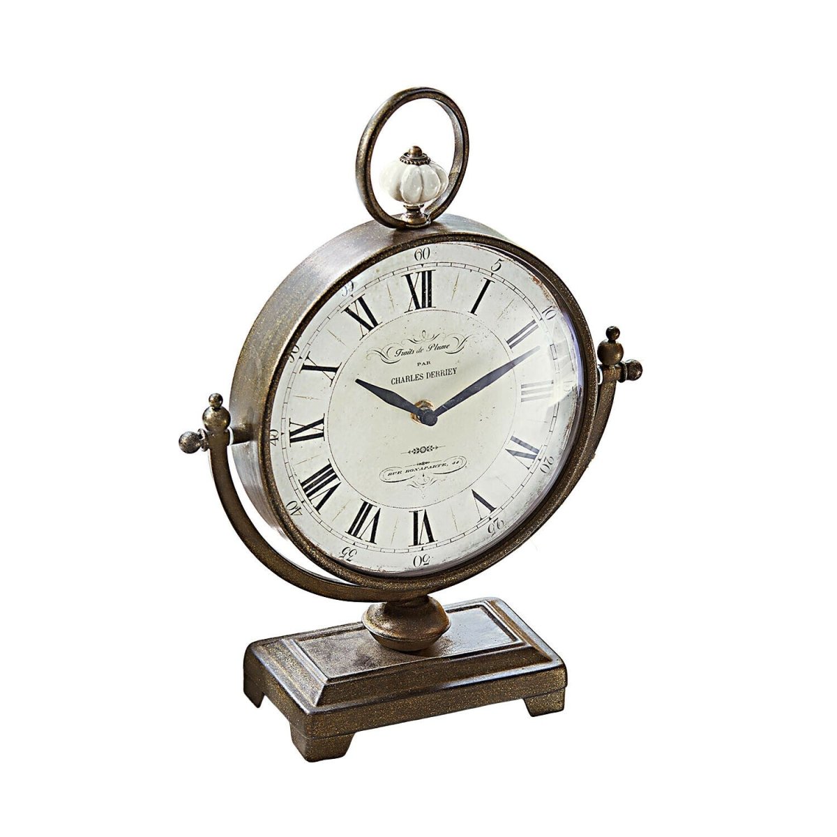 Vintage Tischuhr mit römischen Ziffern – Industrie-Design Antikbronze