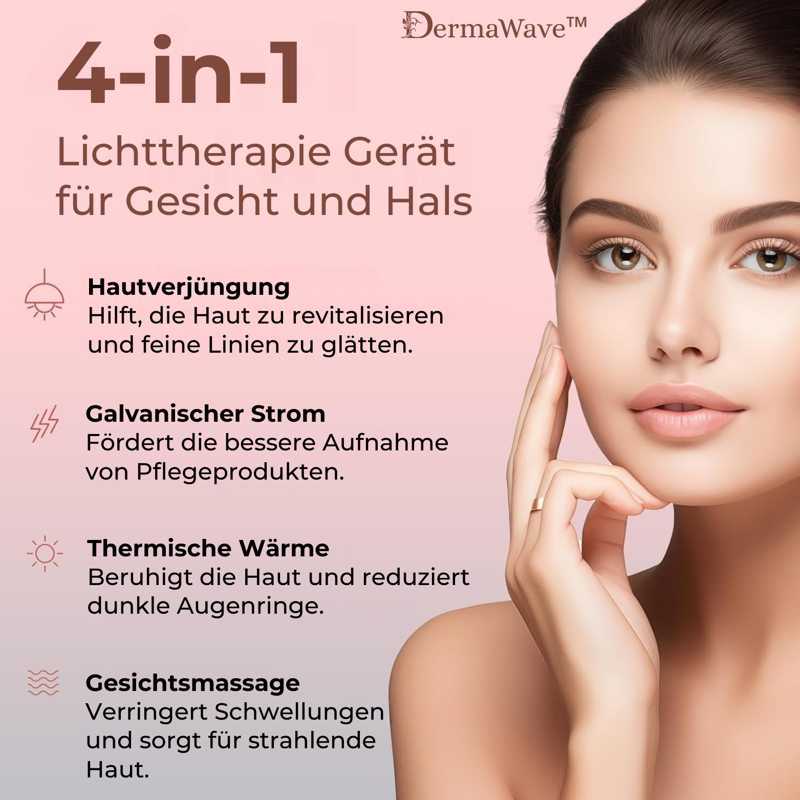 Lichttherapie Gerät für Gesichtspflege - 4-in-1 LED Hautpflege
