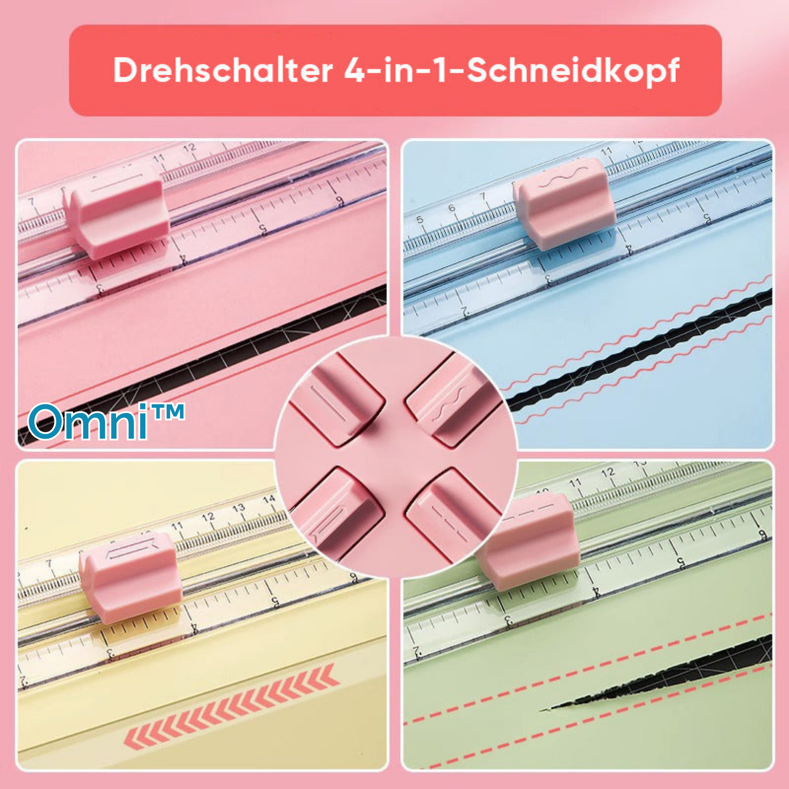 4-in-1 Papierschneider – Gerade, Kurven, Falz & gestrichelte Schnitte