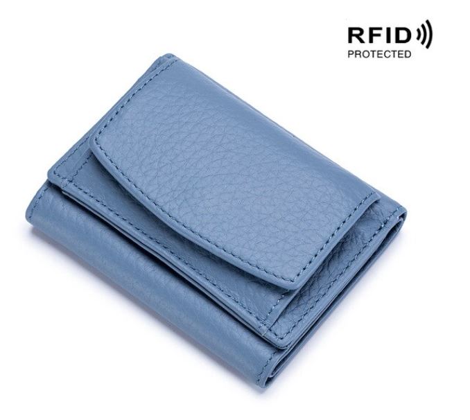 Kompakte RFID-Schutz Geldbörse Unisex Leder Mini Portemonnaie