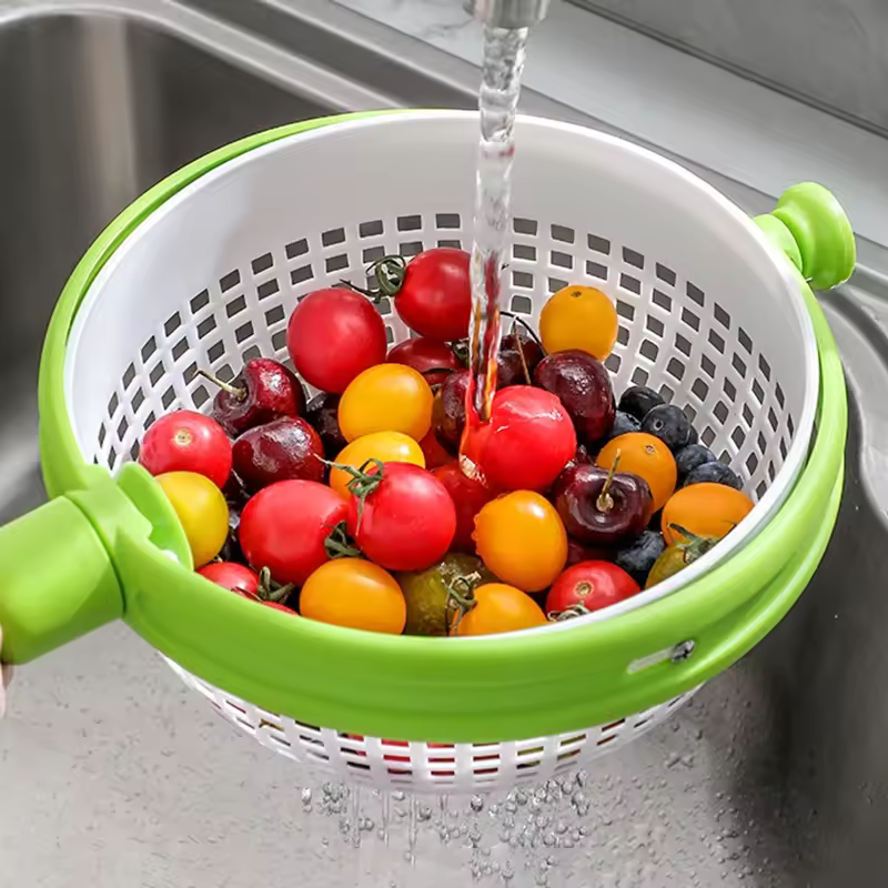 Salatschleuder mit Waschfunktion – Obst & Gemüse Waschen und Schleudern
