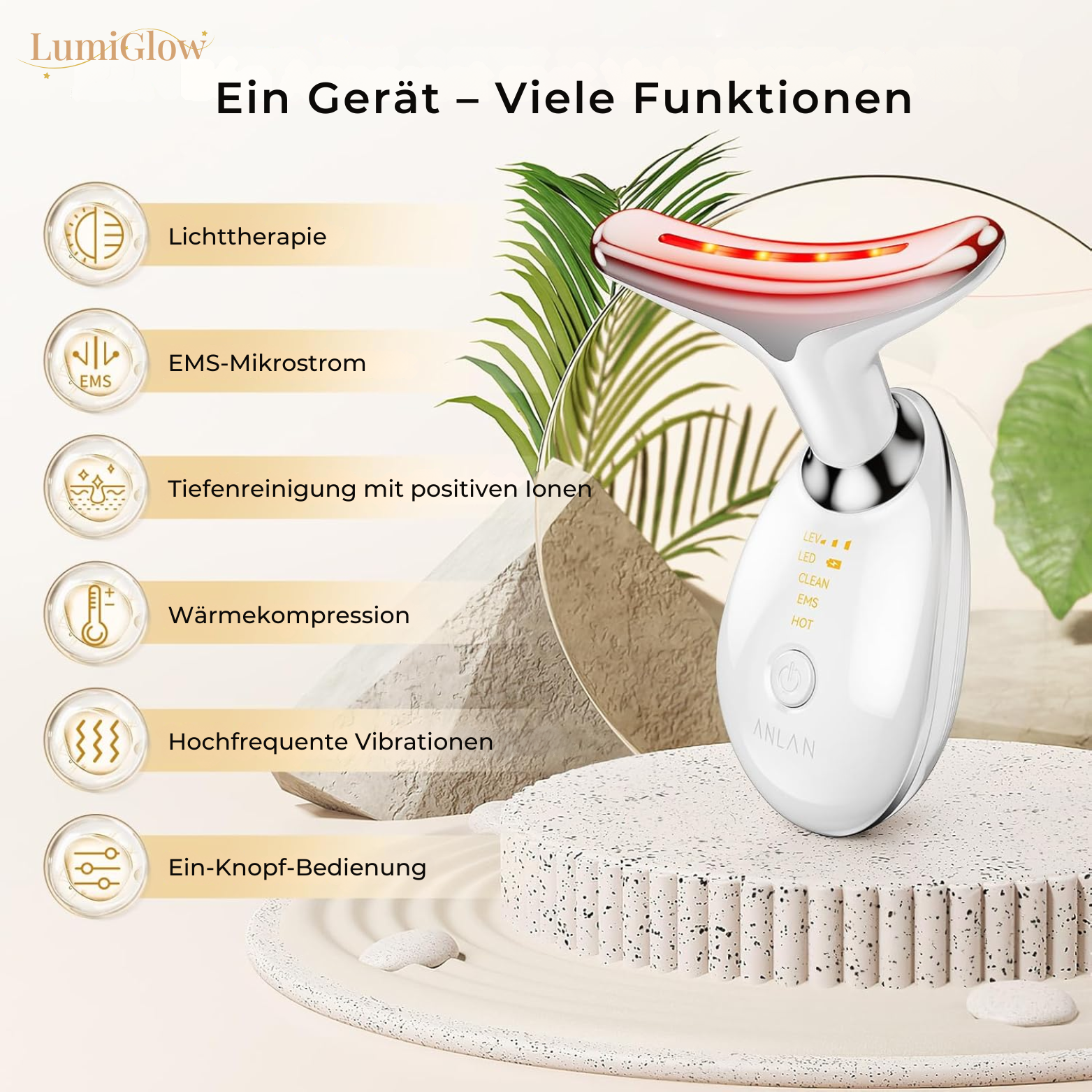 EMS Gesichtsgerät mit LED Lichttherapie für Anti-Aging Hautpflege