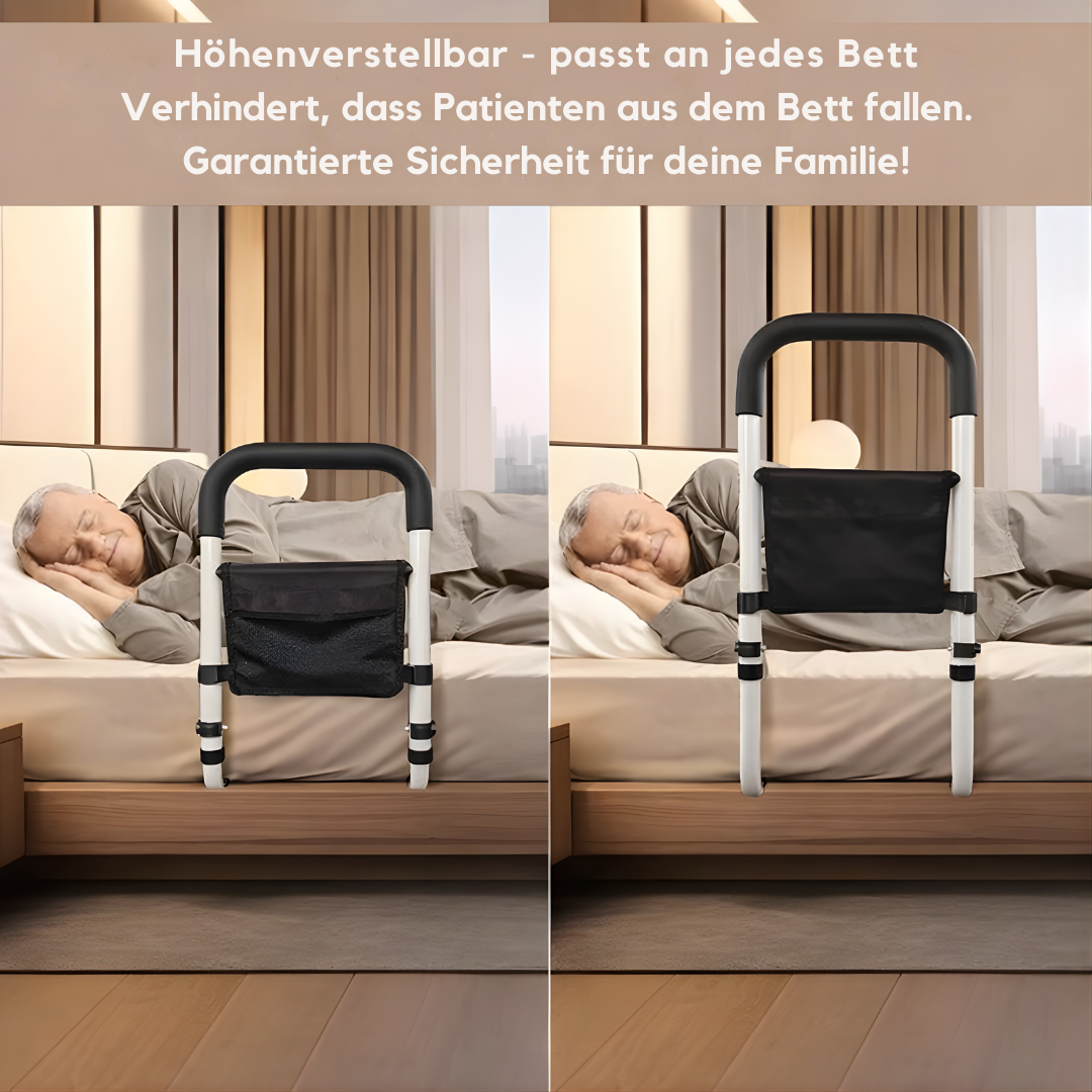 Bettgitter höhenverstellbar mit Griff und Netztasche für Senioren