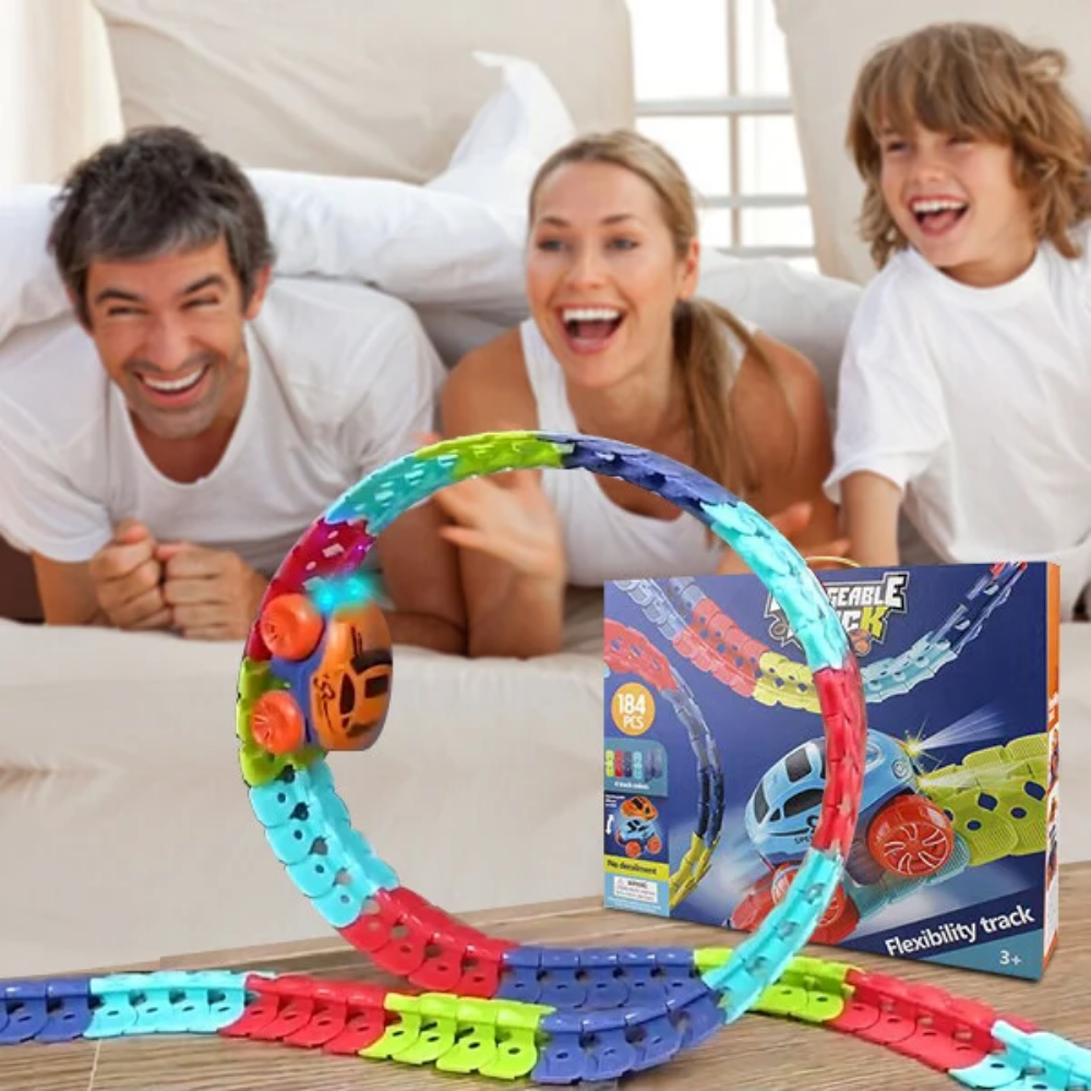 Flexible Autorennbahn Baukasten für Kinder ab 3 Jahren