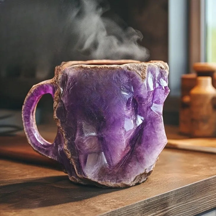 Handgefertigte Kaffeetasse aus Mineralstein – Jaspis, Onyx & Quarz 325 ml