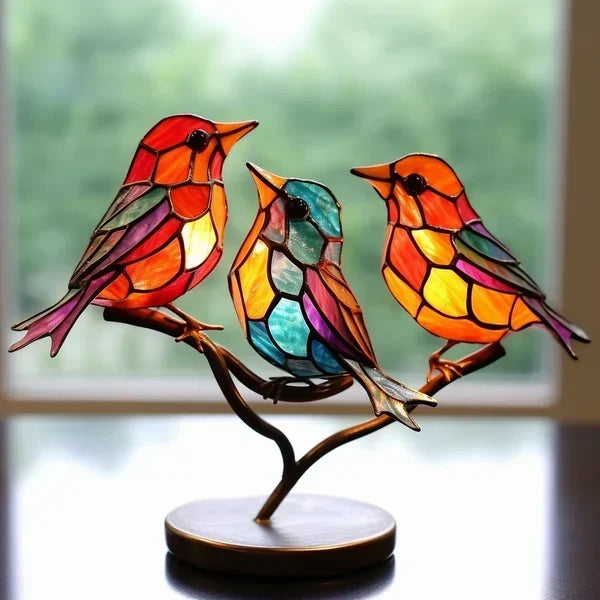 Vogel-Skulptur aus farbigem Glas – elegante Dekoration handgefertigt