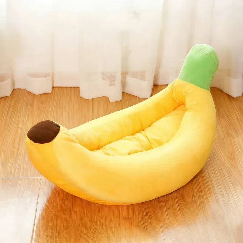 Katzenbett in Bananenschalenform – weiches Plüsch-Kuschelbett für Katzen
