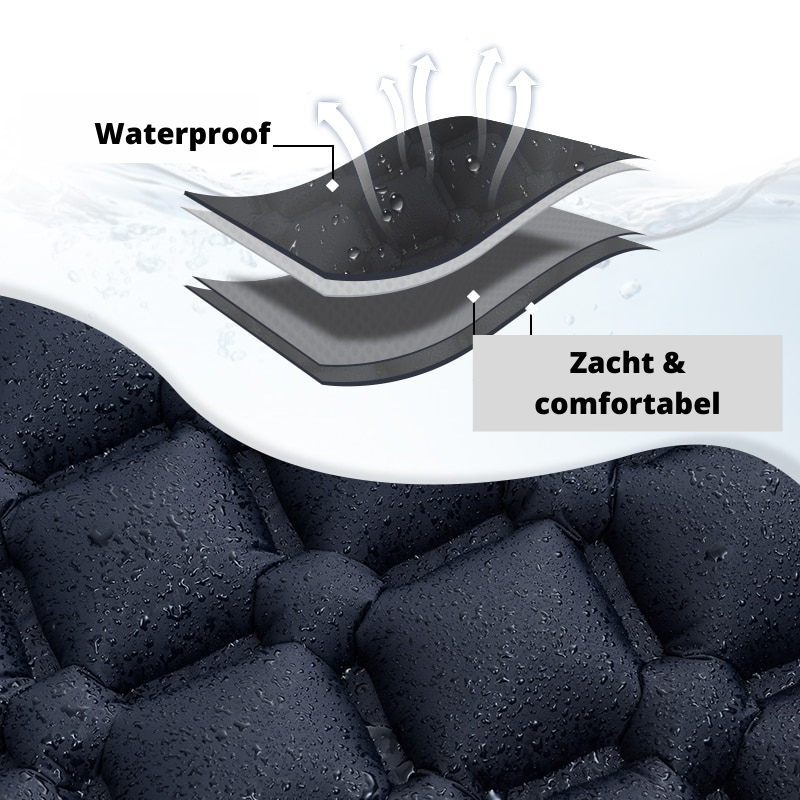 Aufblasbare Schlafmatte mit integrierter Pumpe und Kissen