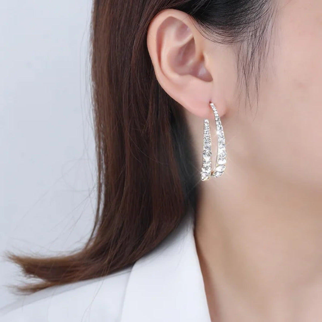 Gebogene Ohrringe Damen Zirkonia Statement Schmuck