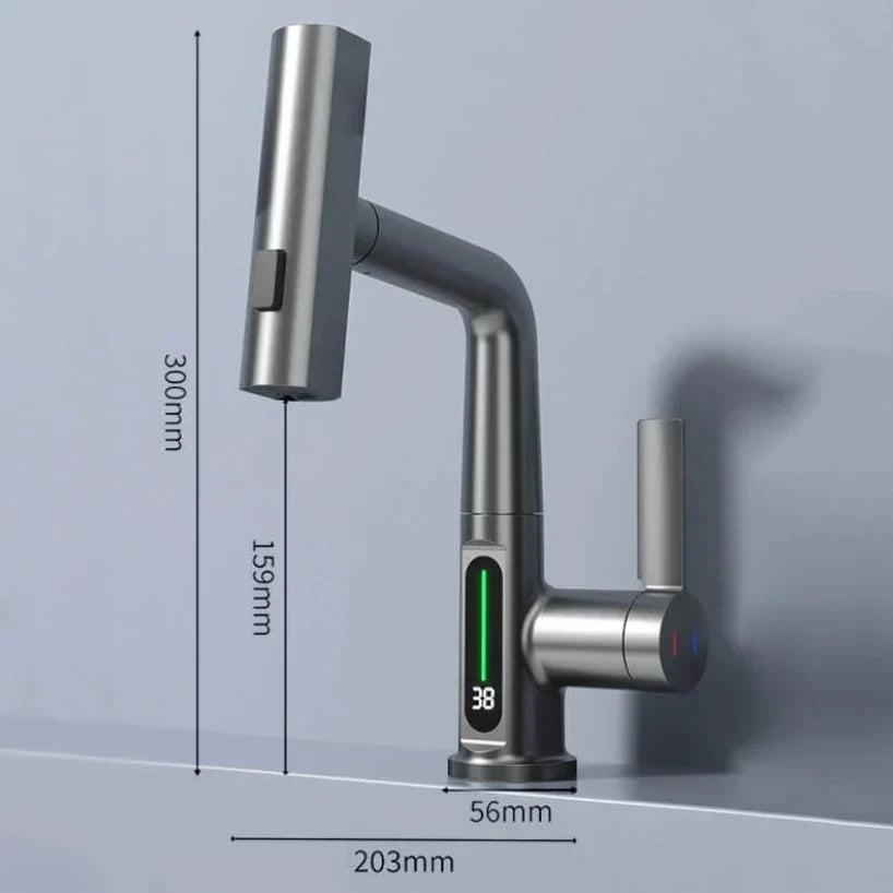 Wasserhahn Aufsatz mit LED Temperaturanzeige und 5 Sprühmodi