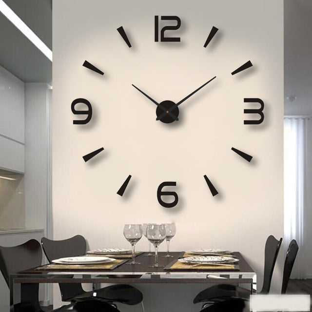 Rahmenlose 3D Wanduhr mit großen Zahlen – modernes Wanddesign