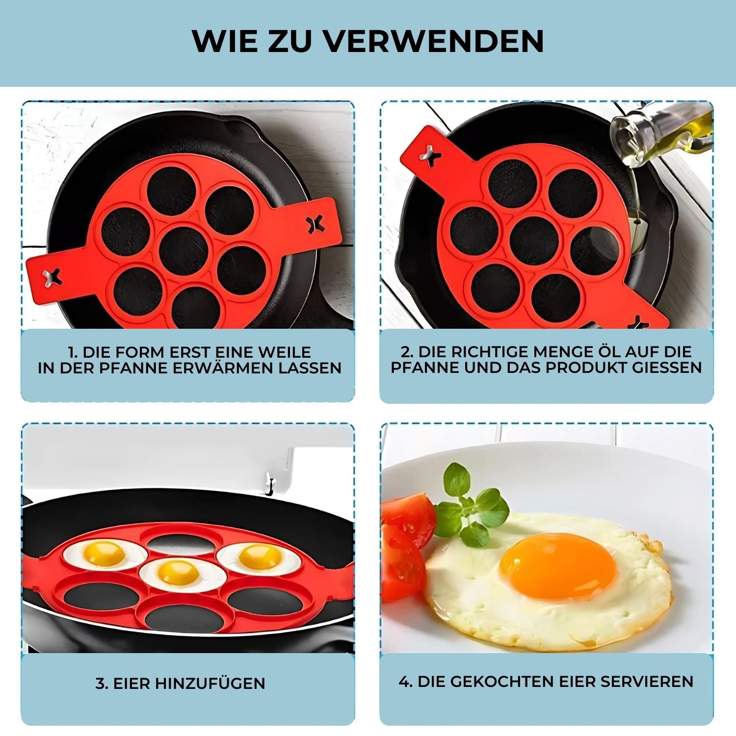 Silikon Pfannkuchen-Form mit Antihaftbeschichtung - Spülmaschinenfest