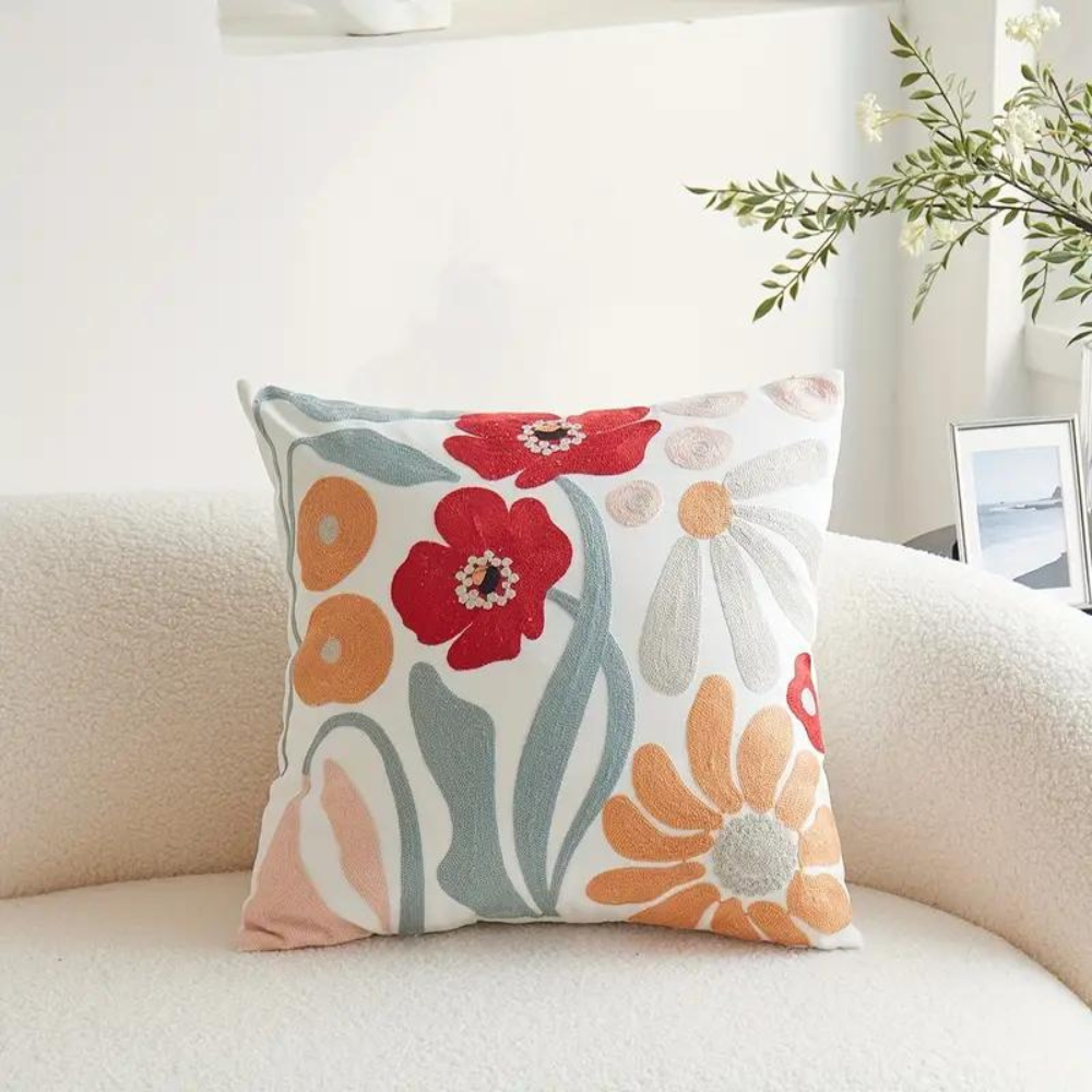 Kissenbezug 45x45 cm Blumenmuster Mikrofaser Baumwolle