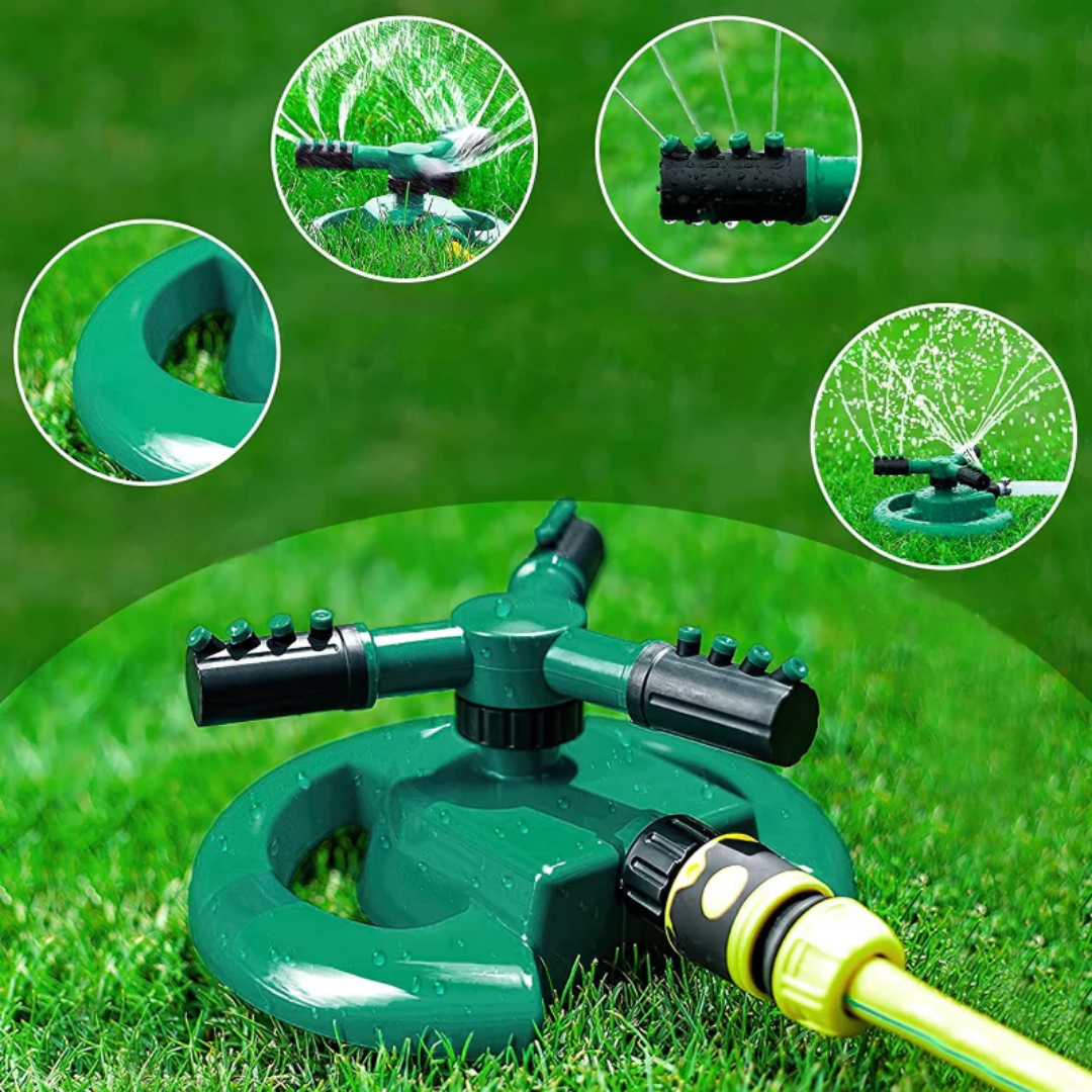 360° Rasensprenger mit rotierenden Sprüharmen – automatische Gartenbewässerung