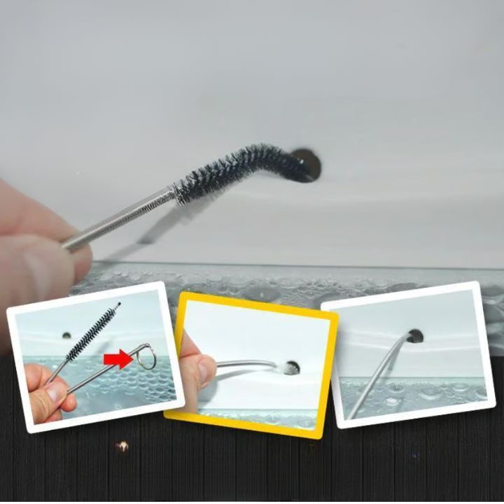 Kühlschrank Ablaufreiniger Set - Flexible Bürste mit Sprühfunktion