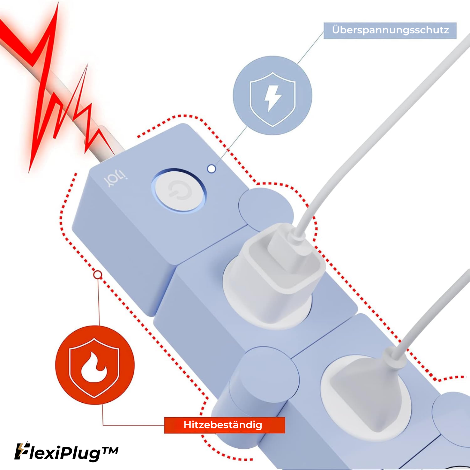 Mehrfachstecker mit USB und Überspannungsschutz - Twist Design