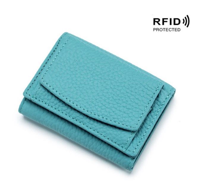 Kompakte RFID-Schutz Geldbörse Unisex Leder Mini Portemonnaie