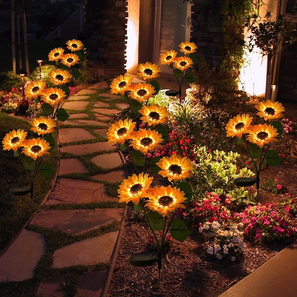 Solar Gartenleuchten Sonnenblumen LED Warmweiß IP65 Wetterfest