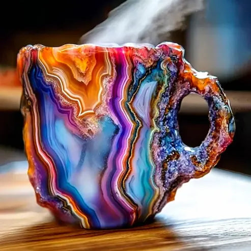 Handgefertigte Kaffeetasse aus Mineralstein – Jaspis, Onyx & Quarz 325 ml