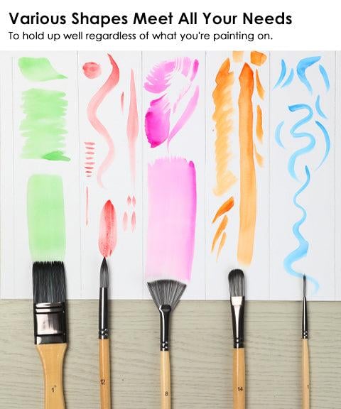 Pinselset 24-teilig mit Palette-Messer für Acryl, Aquarell & Öl
