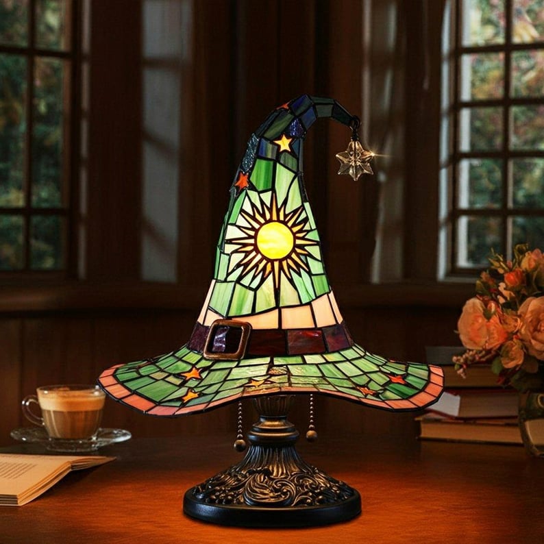Hexenhut Lampe - Halloween Dekoration mit warmweißem LED Licht