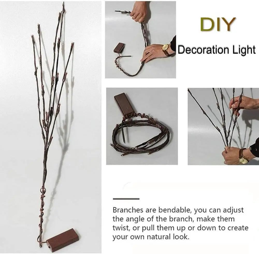 LED Lichterzweige 76cm - 20 Zweige Deko Lichterkette batteriebetrieben