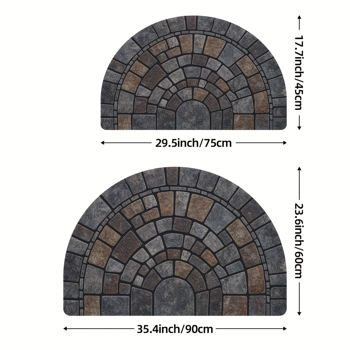 Halbrunde Fußmatte mit Mosaikmuster – innen und außen