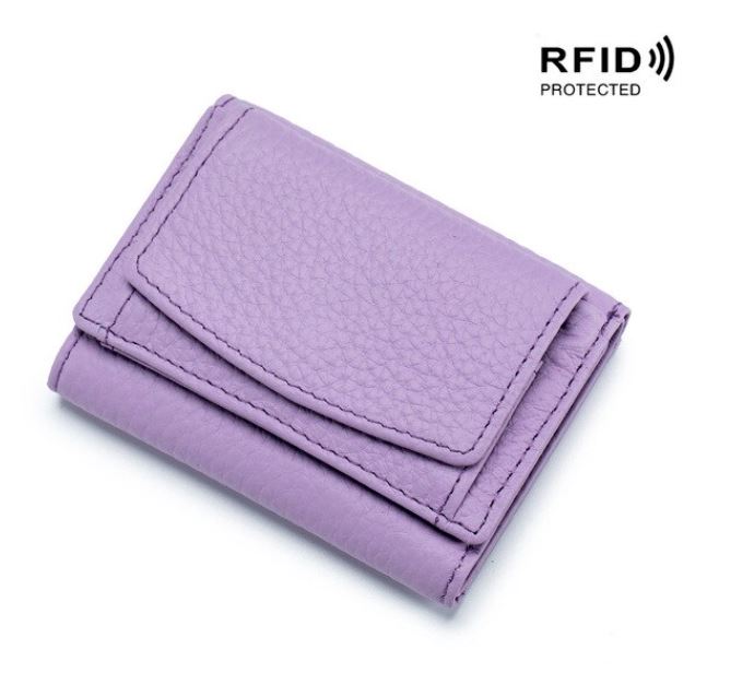 Kompakte RFID-Schutz Geldbörse Unisex Leder Mini Portemonnaie