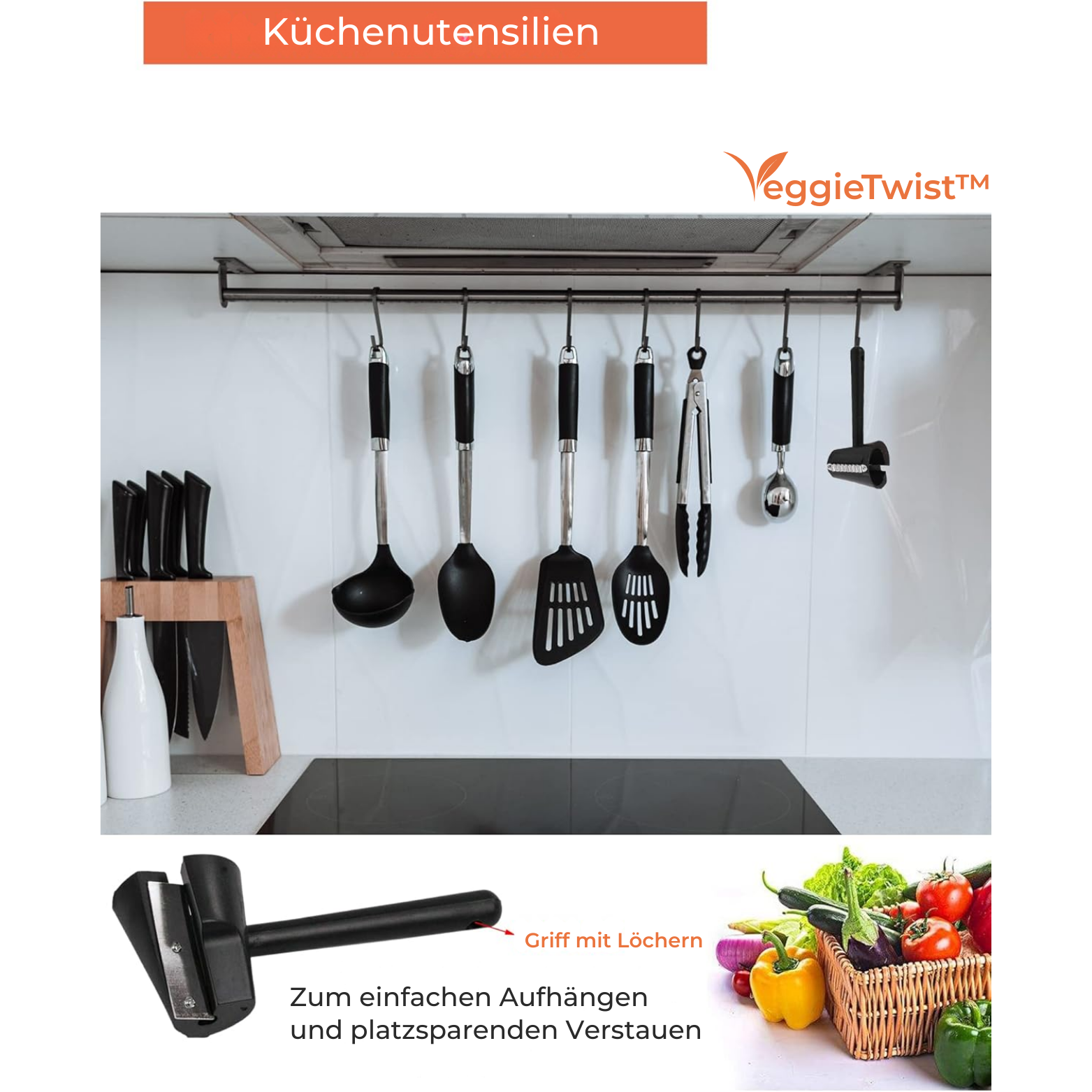 Gemüse Spiralschneider - Küchengerät für Karotten Gurken Zucchini