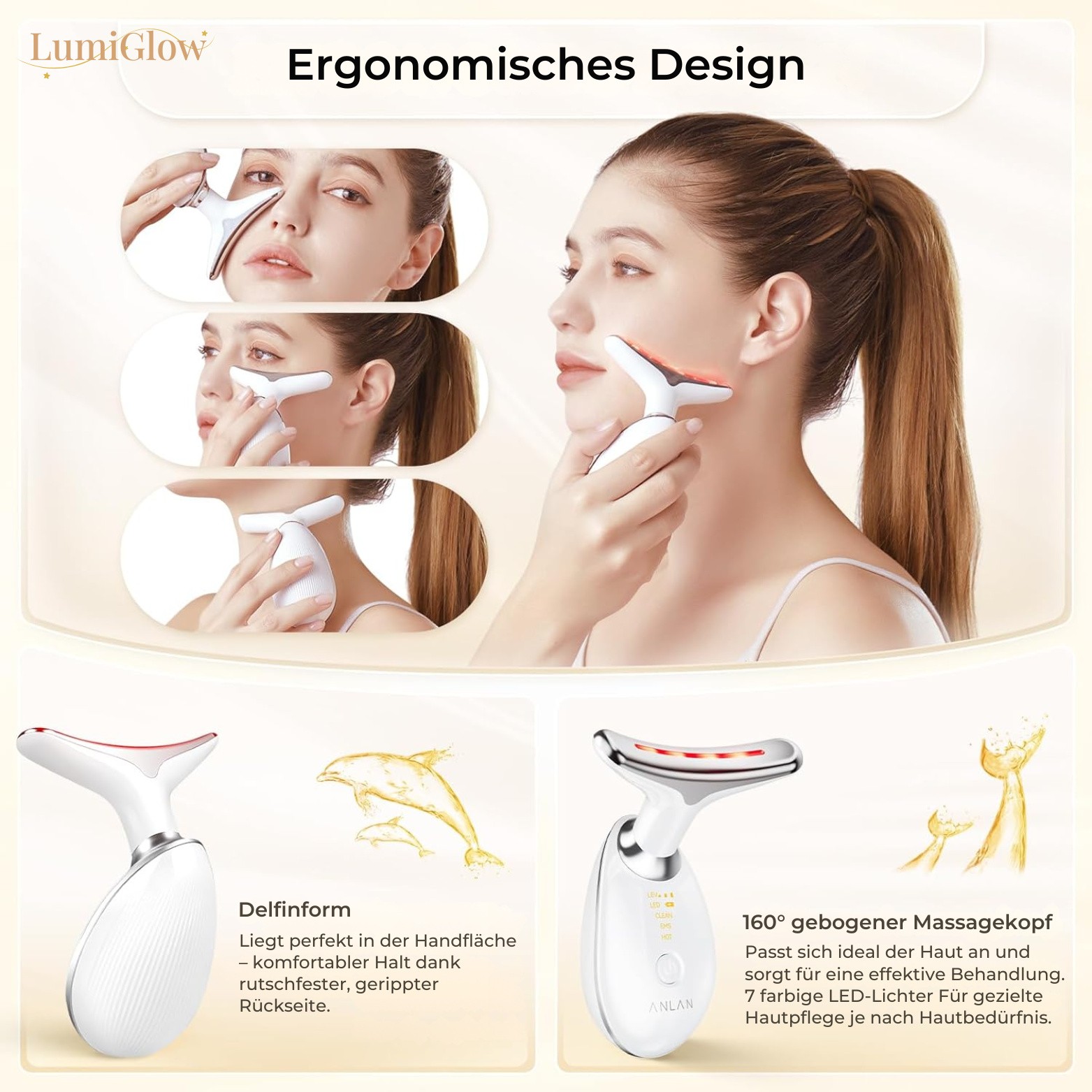 EMS Gesichtsgerät mit LED Lichttherapie für Anti-Aging Hautpflege