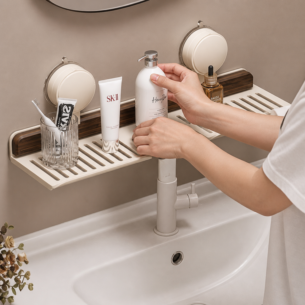 Badezimmerregal ohne Bohren – Saugnapf Duschregal mit Saugnapf