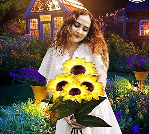 Solar Gartenleuchten Sonnenblumen LED Warmweiß IP65 Wetterfest