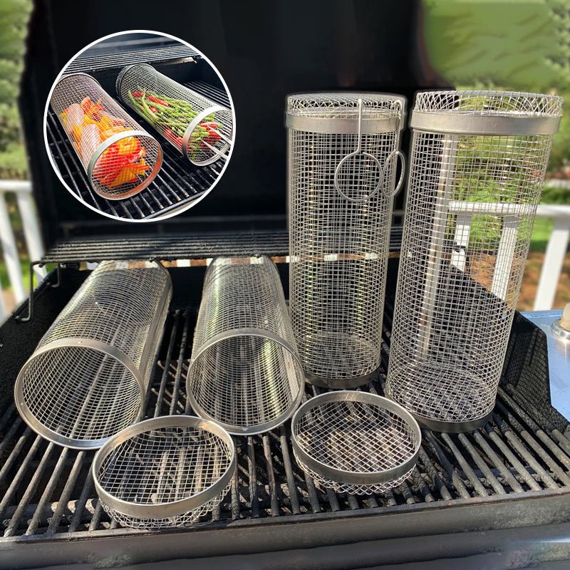 Drehbarer Grillkorb 360° Edelstahl für BBQ Grill - Spülmaschinenfest