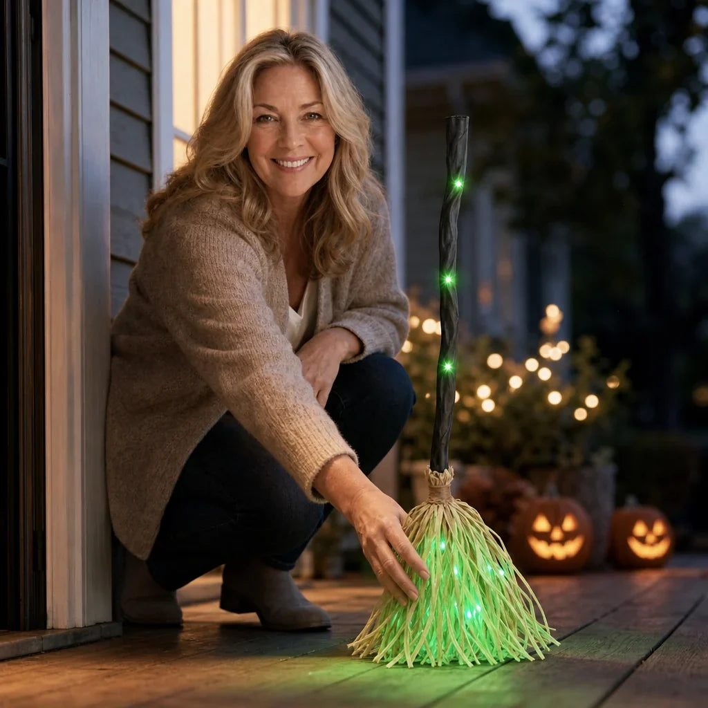 Beweglicher Hexenbesen Halloween Dekoration mit Licht und Sound