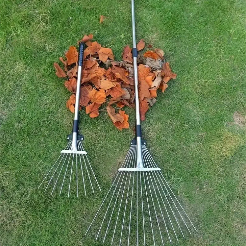 Teleskop Rechen Verstellbar Edelstahl Laubrechen Gartenrechen