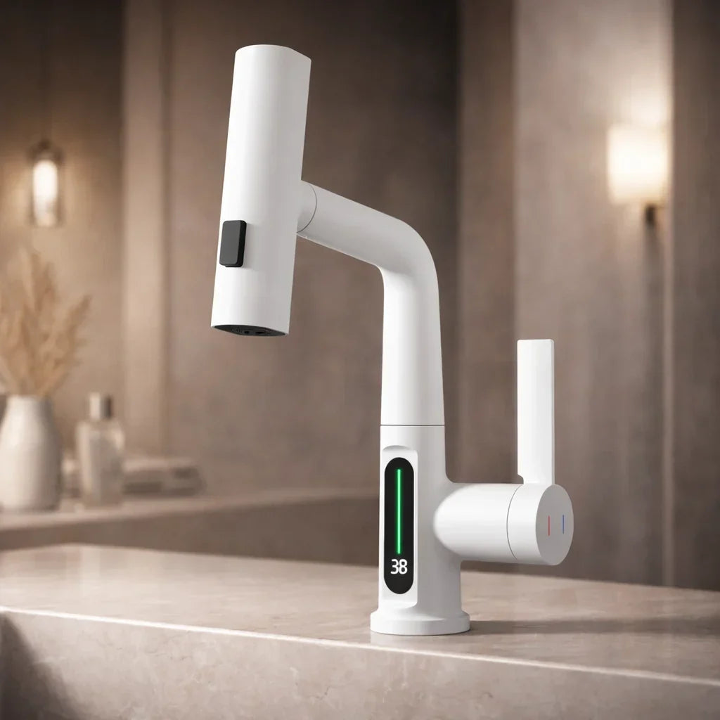Wasserhahn Aufsatz mit LED Temperaturanzeige und 5 Sprühmodi