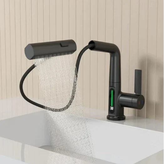 Wasserhahn Aufsatz mit LED Temperaturanzeige und 5 Sprühmodi