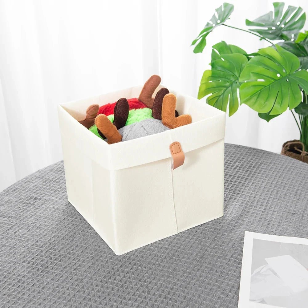 Filz Aufbewahrungsbox mit Ledergriff und Klappdeckel