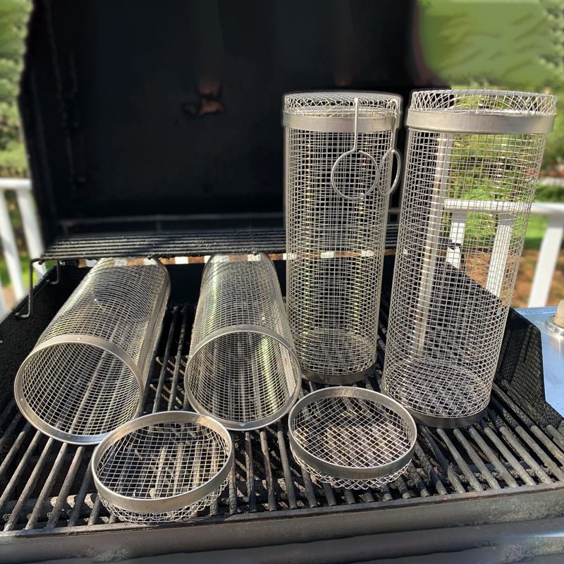 Drehbarer Grillkorb 360° Edelstahl für BBQ Grill - Spülmaschinenfest