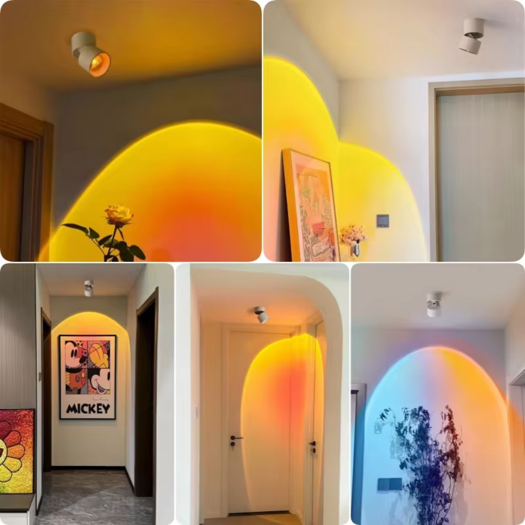 Sonnenuntergang Deckenleuchte mit Regenbogen Projektor & 4 Farbmodi