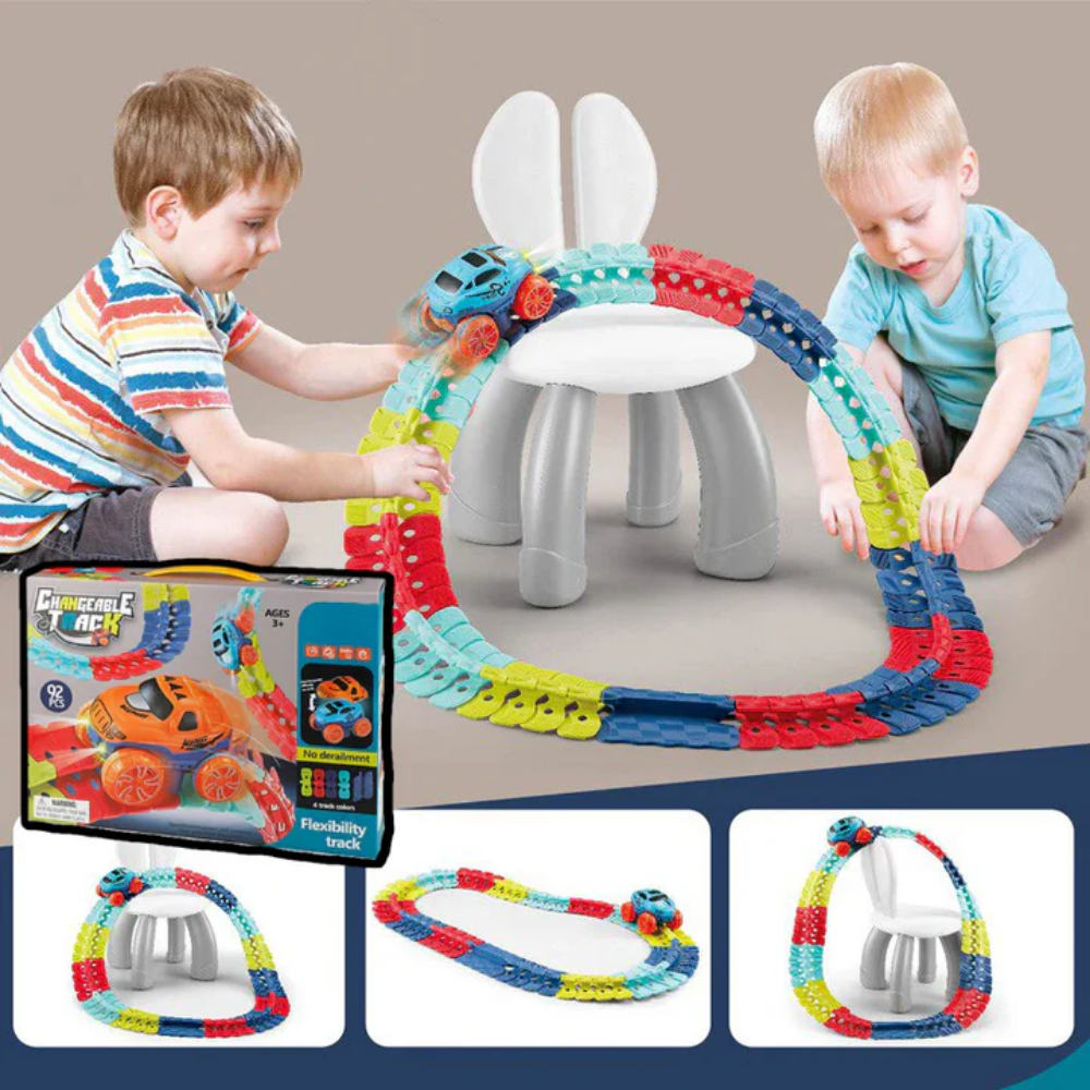 Flexible Autorennbahn Baukasten für Kinder ab 3 Jahren