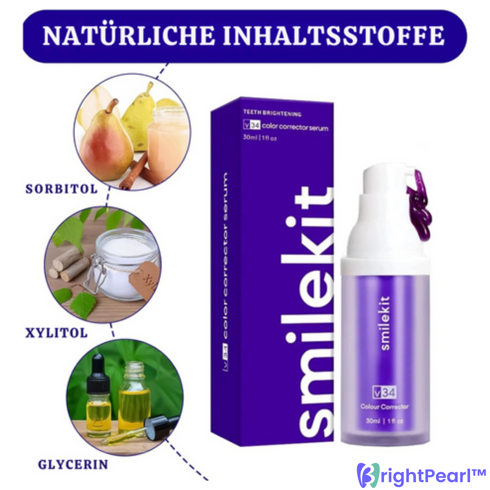 Lila Zahnpasta & Farbkorrektur-Serum Set – Zahnaufhellung ohne Bleichmittel