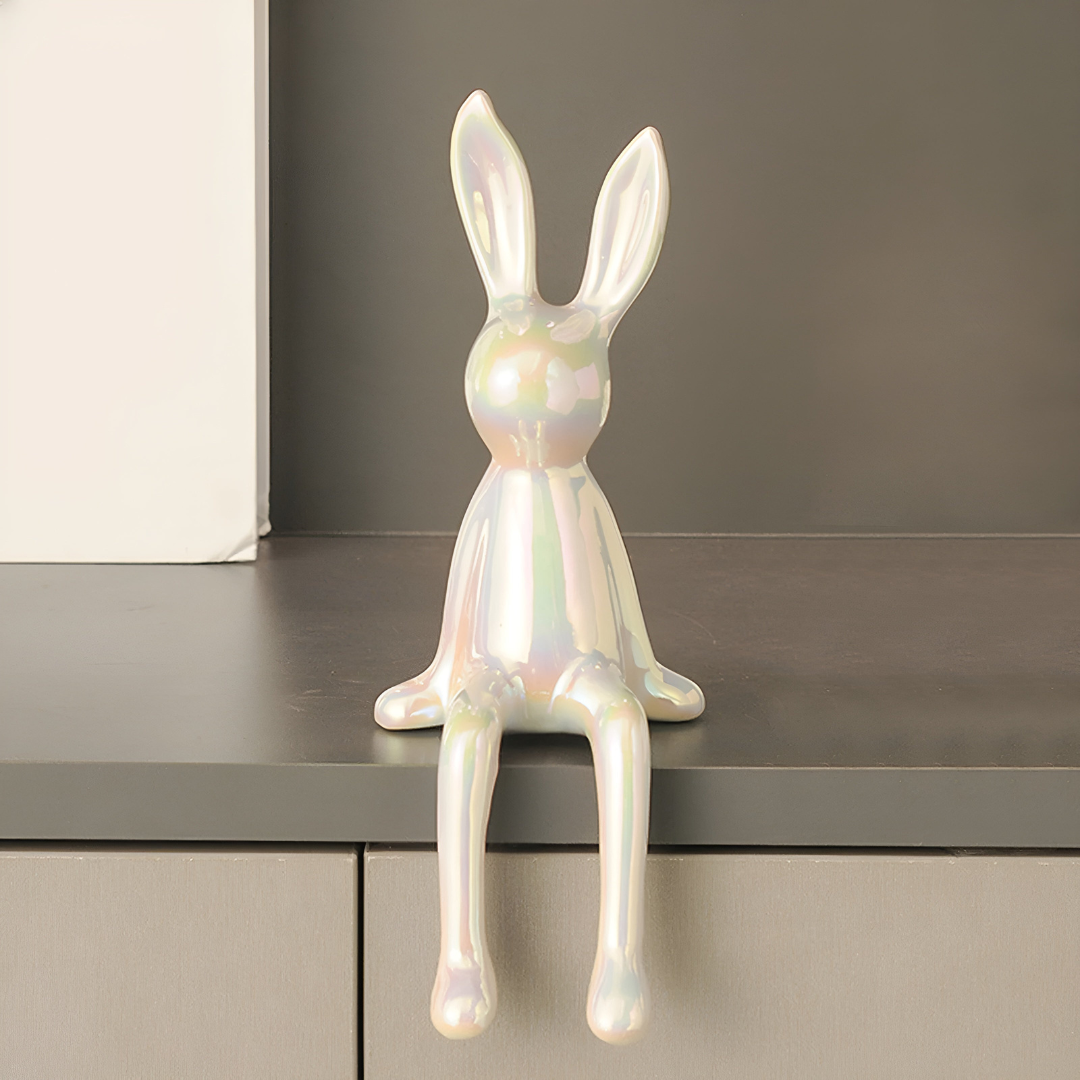 Keramik Hase Deko – Elegante Hasenfigur für Wohnzimmer & Regal
