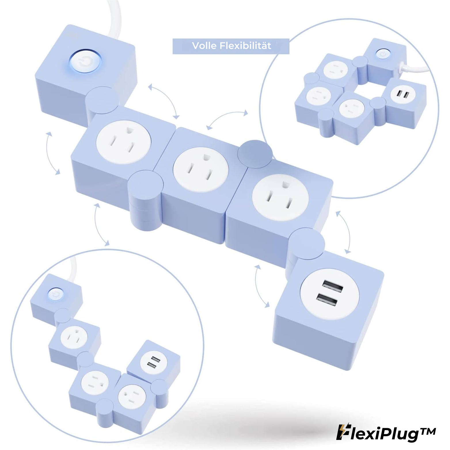 Mehrfachstecker mit USB und Überspannungsschutz - Twist Design