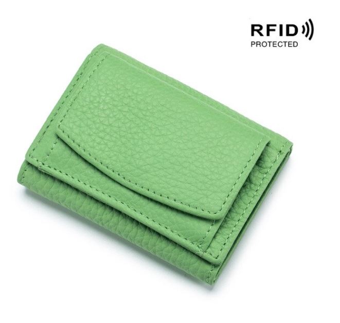 Kompakte RFID-Schutz Geldbörse Unisex Leder Mini Portemonnaie