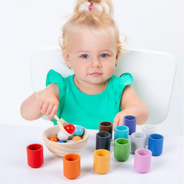 Farben lernen Holzspielzeug - Montessori Farbsortierspiel für Kinder
