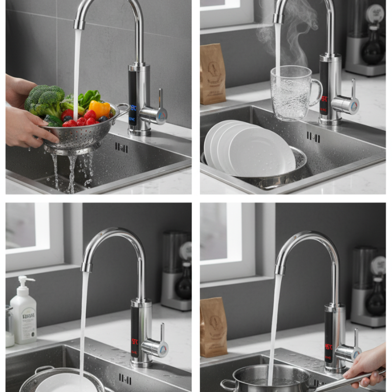 Küchenarmatur mit Sofortheißwasser und LED-Temperaturanzeige