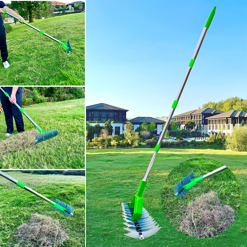Vertikutierer mit Teleskopgriff - Ergonomisches Gartenwerkzeug Rasenpflege